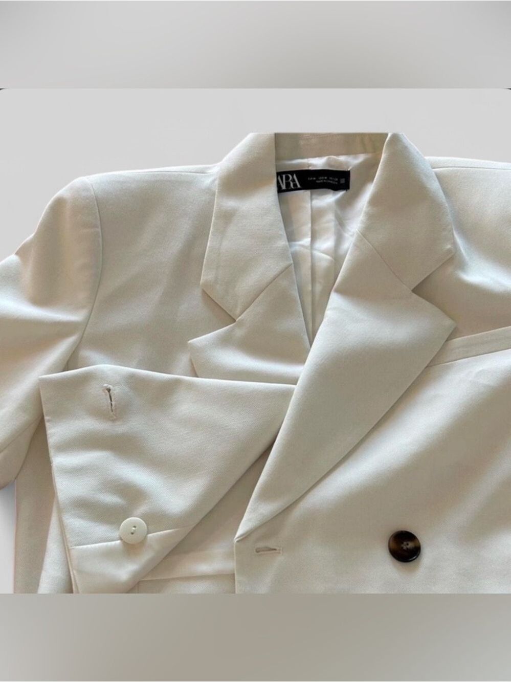 Zara-CROPPED DOUBLE BREASTED BLAZER - Oyster White size M NWT - Picture 5 of 10
